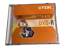 TDK DVD-R 4.7GB 5-Pack w/Jewel Case 120 Min Video Single-Sided 8x Compatible NEW