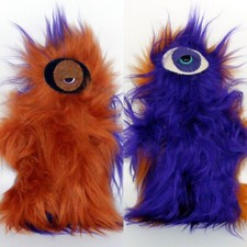 Handmade Cyclops Primitive Monster, Fuzzy Fur Creature, 8" Tall, Plush