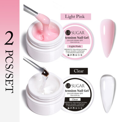 UR SUGAR 2Colors Quick Building Nail Extension Gel Nail Polish Jelly Clear Pink Set