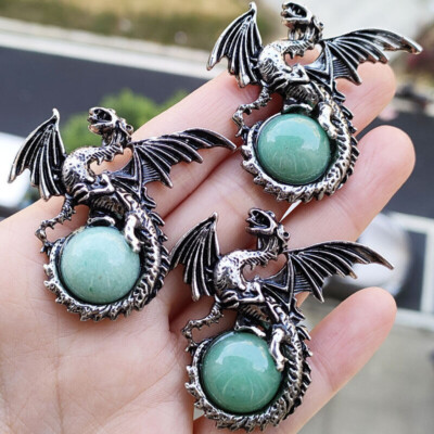 10pcs Aventurine Gems Stone Wyvern Wivern Pendants Magic Reiki Healing Amulet