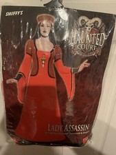 New Smiffy  s Lady Assassin Medieval Costume Adult Size M 10-12 US Dress Hat Scrf