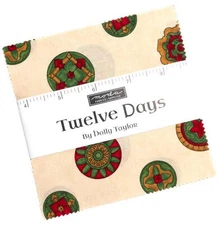 Twelve Days Moda Charm Pack 42 100% Cotton 5" Precut Fabric Squares