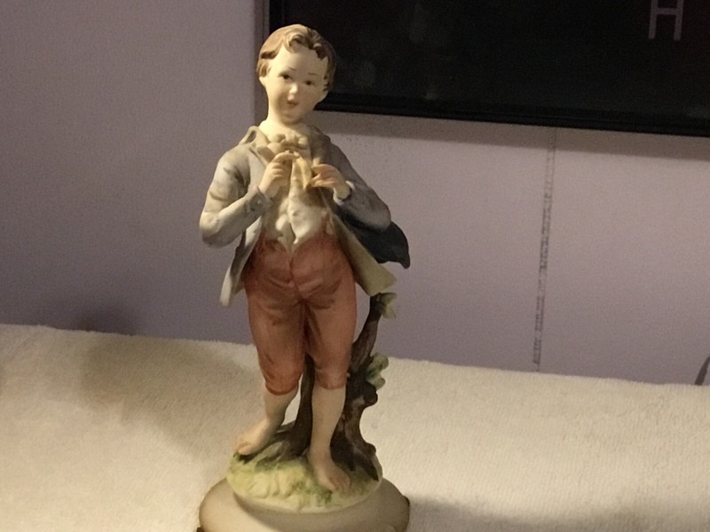 Andrea by Sadek Boy Holding a Flower, Porcelain / Ceramic #7126 Beautiful Piece