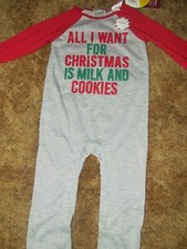 North Pole Trading Co NWT red/gray/grn Christmas Wish 1 pc pajama size 18 months