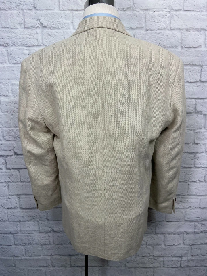 STRUCTURE Mens Light Brown Tan Wool Blend Tweed Blazer Sport Coat MEDIUM - Image 4 of 4