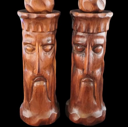 Vintage Slavic Mythology Knights Templar King Medieval Wood Candle Stick Holder