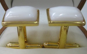 Authentic Vintage Men's Shell Agate Jade Cufflinks Jewelry Wedding Party Cuff Links Gifts