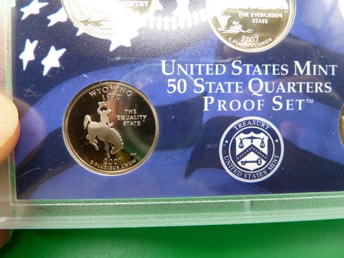 2007 US Mint State Quarter Set of 5 MT WA ID WY UT w/Cert Authenticity Blue Set - Picture 10 of 11