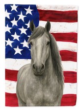 Caroline's Treasures Gray Percheron Horse American Garden Flag WDK6521GF