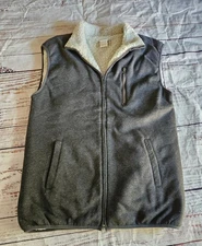 Duke Haband Sherpa Lined Zip Vest Gray Men’s Size S Fleece Warm Casual