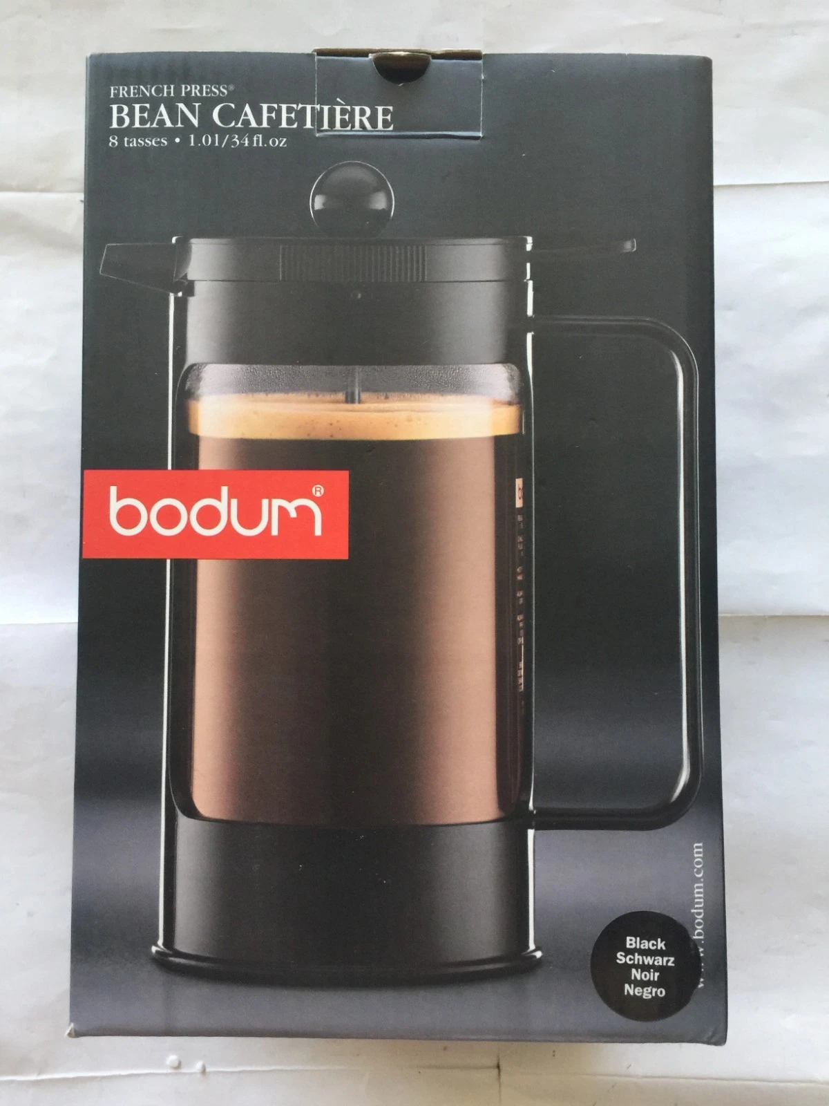 Bodum Bean French Press, 8Cup/34oz Coffee Maker, Black