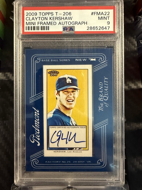 Clayton Kershaw Mini Frame Auto 2009 Topps T-206 #FMA22 PSA 9