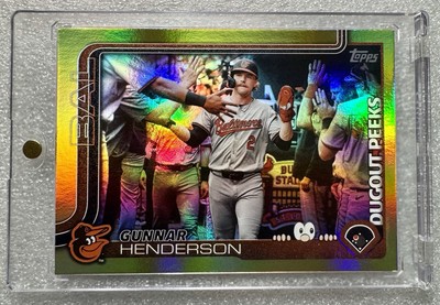 Gunnar Henderson # d/50 Topps Series 1 Celebration  Dugout Peeks  Gold Parallel