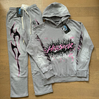 Hell studios star Mens Womens vintage washed pure cotton hoodies and pants set