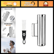 Professional Stainless Steel Guiro Instrument - 8" Metal Shaker with Scraper for