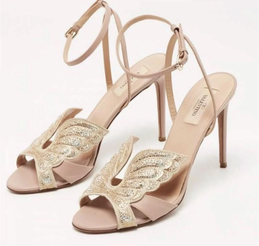 Valentino — NEW Valentino Runway Butterfly Metallic Leather Sandal Heel EU 37 US 6 MSRP$1490