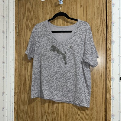 Puma Medium Cheetah Print sleep T-shirt Soft V Neck, Short Sleeve Comfy ￼