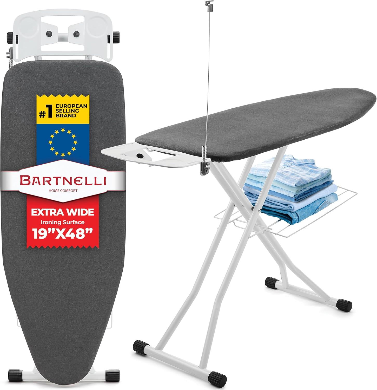 Ing Board 19x48 Ironing Surface With Iron Rest, Cord Holder,