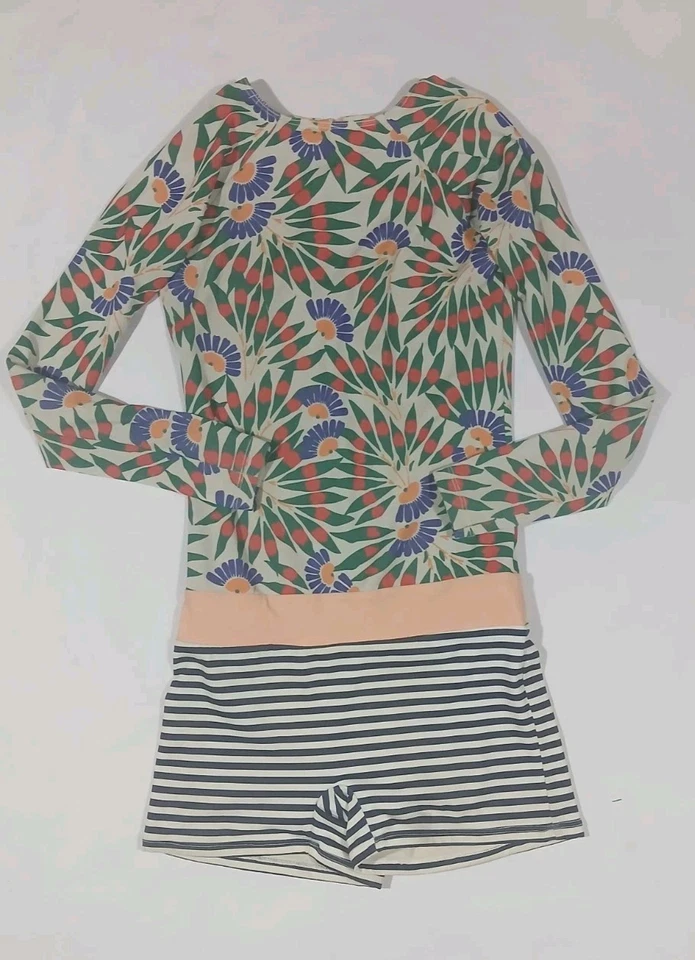 Traje de Baño Seea Swami Rashguard Mono Talla Mediana Azul Floral L/S Pantalones Cortos Surf Foto 4 de 4