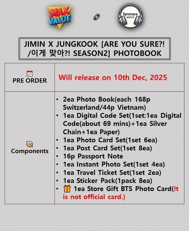 JIMIN X JUNGKOOK [ARE YOU SURE?! SEASON2] PHOTOBOOK/2 Buch+DCode+14 Karte+4 Foto - Bild 3 von 4