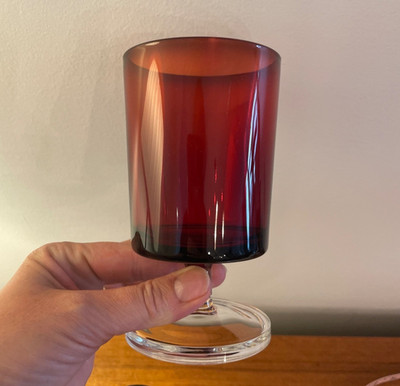 Luminarc France Vintage Cavalier Ruby Red Wine Glasses / Water Goblets 5 1/8''