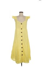 ASOS Women’s Yellow Maternity Eyelet Midi Dress Sz 6 NWT Buttons 100% Cotton