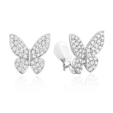 Clip on Earrings Not Pierced Zircon Butterfly Earrings Stud Silve