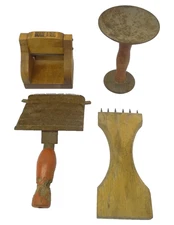 Mixed Lot of Rug Stretcher Brade-A-Rug Spool Red Handled Comb Hand Tools Old