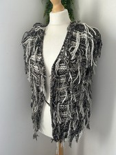 Topshop UK 10 Wool Blend Tassels Waistcoat  Boho Festival Autumn Vibes Open