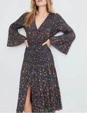 NWD $598 VERONICA BEARD Shireen Floral Midi Dress in Ink Multi Size 4