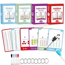 220Cards, 424Pictures Educational Math Flash Cards, Addition Subtraction Mult...