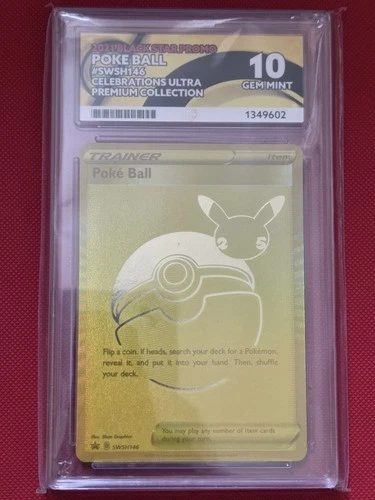 Pokemon TCG Poke Ball SWSH146 Celebrations Promo Gold Ultra Premium Ace 10