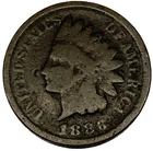 1886 Indian Head Cent Penny, Variety 2, Var 2, T2, Type 2, Good Details -2317