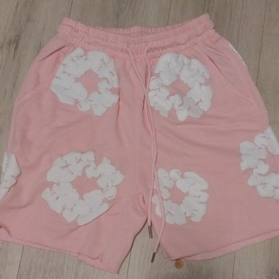 denim tear Sweatshorts rosa/weiß Blumenmuster, short jogger