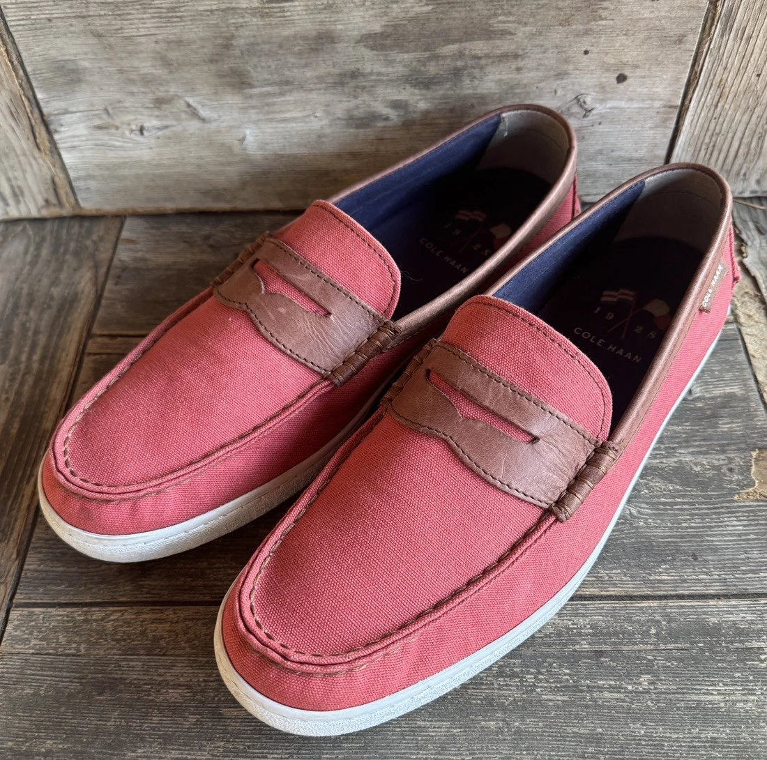 Cole‎ Haan Men Pink Canvas Loafer Slip On Shoes Size 10.5 M COLE HAAN Pink Red Canvas Slip-On Loafer Shoes | eBay main image 3