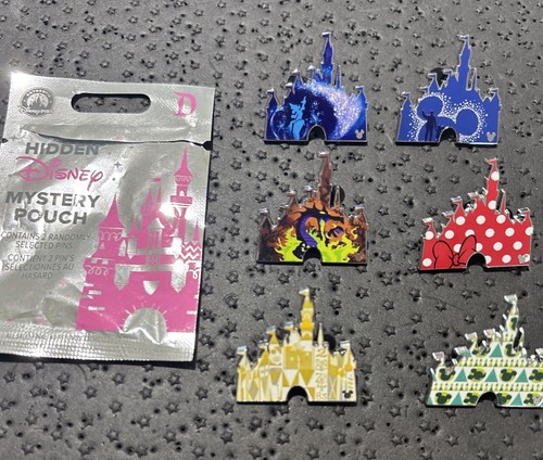 Disney Pins DLR 2025-Hidden Mickey Wave B Castles Set - Set of 6 w/ Chaser