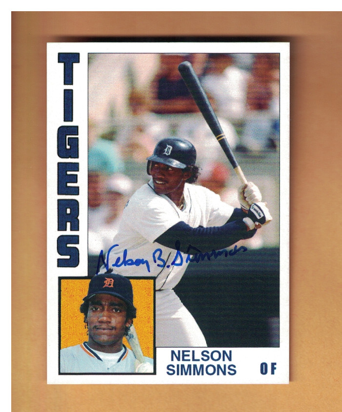 NELSON SIMMONS AUTOGRAPHED 1984 TOPPS CUSTOM MADE DETROIT TIGERS CARD #37