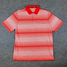 Nike Golf Polo Shirt Mens XL Red White Stripe Dri-Fit Tour Performance