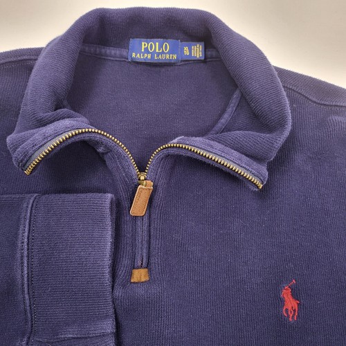 Polo Ralph Lauren Herren XLarge Navy Blau 1/4 Zip Pull Over Langarm Strick Shirt