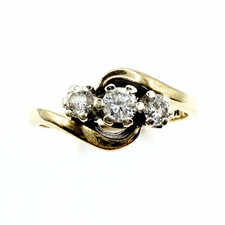 9ct Gold Diamond Trilogy Ring Vintage Hallmarked London 1993 Size L