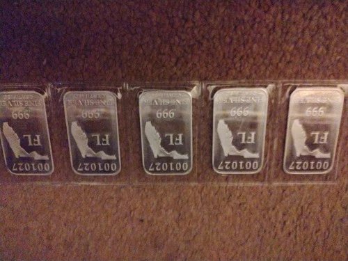 .5 Ounce Silver .999 Bar Sealed Uncirculated  Florida 001027 5 x 1/2 ounce bars