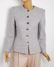 Valentino Miss V Women Gray Jacket Viscose Full Button Slim Formal Blazer IT 42