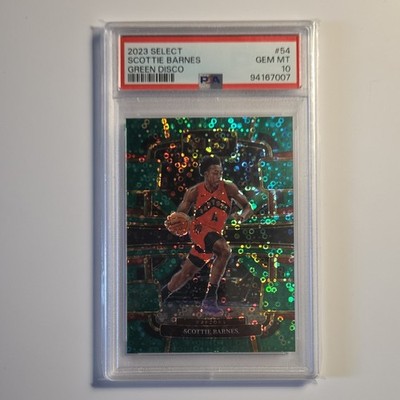 Panini Select 2023-24 Scottie Barnes #54 Concourse Green Disco Prizm /5 PSA 10