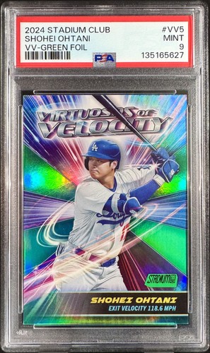 Shohei Ohtani 2024 Stadium Club #VV5 Velocity *Green Foil* Numbered /50 PSA 9