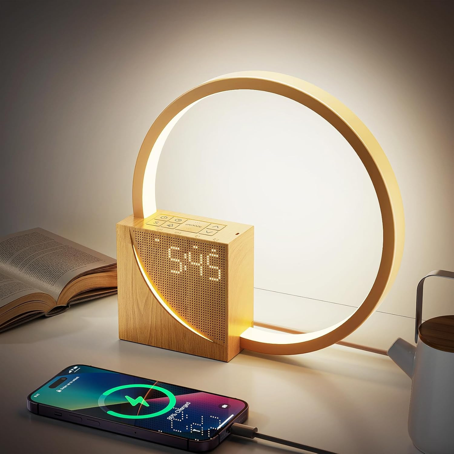 Abat-jour LED Comodino Sveglia USB - Luce Soft Touch Dimmerabile