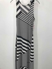Pre-Owned Calvin Klein Black Size 4 Stripe Shift Maxi Sleeveless Dress