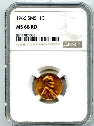 1966 SMS 1C LINCOLN PENNY - NGC MS68 RD CENT