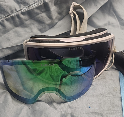 Giro Roam Ski Goggles Mirrored Green Interchangeable Lens White Frame
