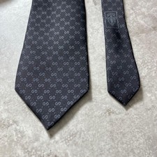 Gucci GG Pattern Silk Tie Black Gray Made in Italy Excellent Condition
