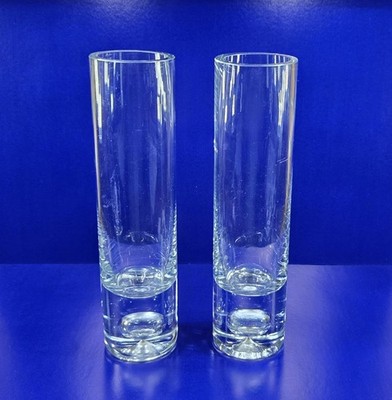 Hervorragendes Paar Vintage Retro 60er 70er Polnisch/Skandinavische Kunst Glas Blase Knospen Vasen